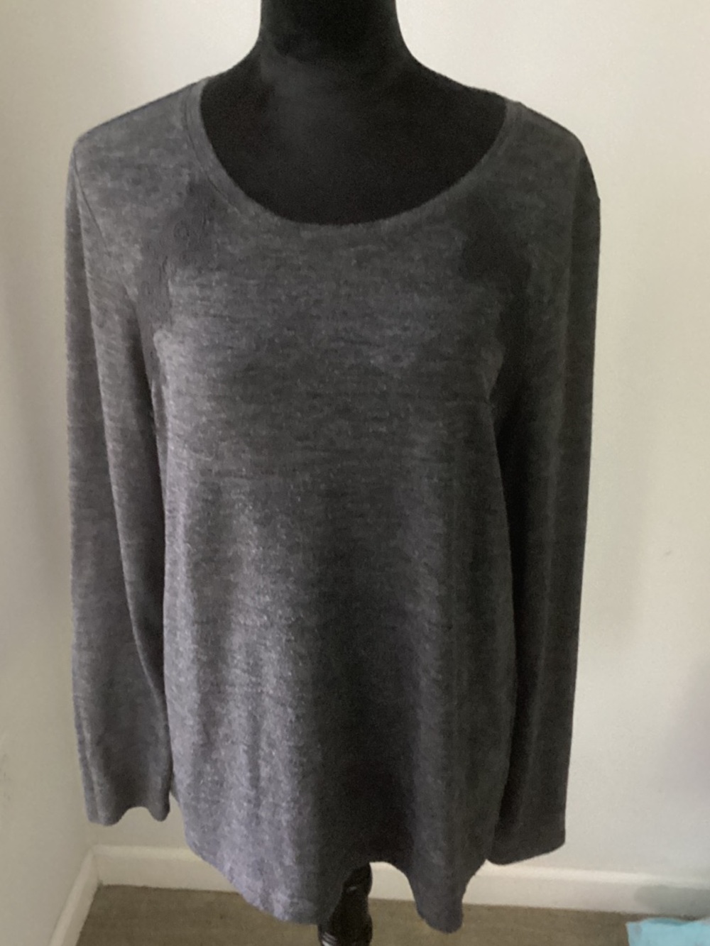 LOFT Gray Scoop Neck Tee